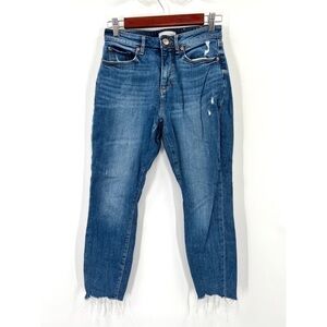 LOFT Woman's Blue Medium Wash Curvy High Waist Skinny Ankle Jeans Size 25